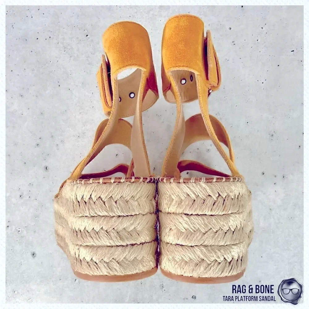 RAG & BONE TARA ESPADRILLE PLATFORM SANDAL MARIGOLD SUEDE WOMEN’S SIZE 7 YELLOW